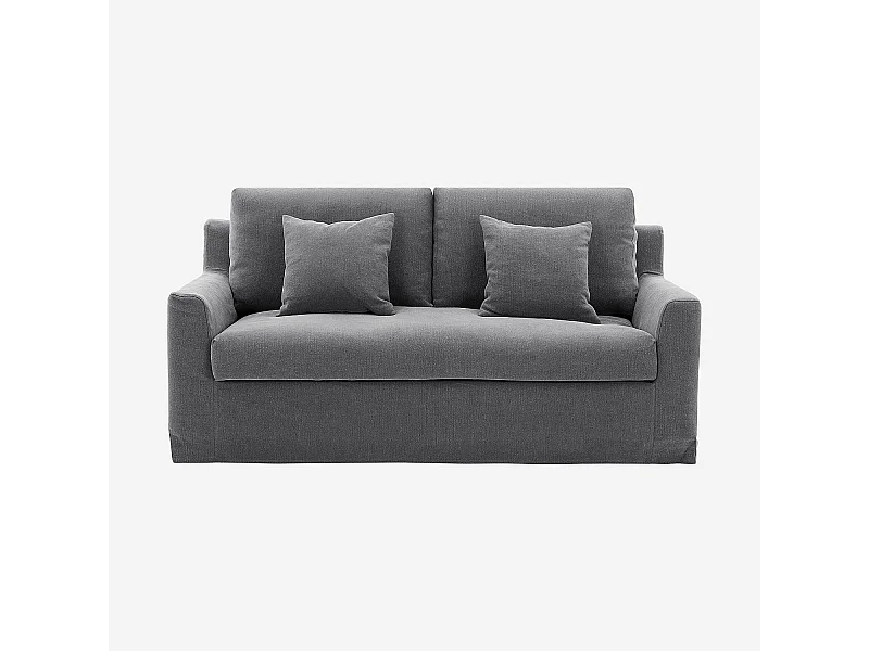 Habitat - Canapé 2 places déhoussable en coton et lin garni de plumes - Gris ardoise - Ostuni