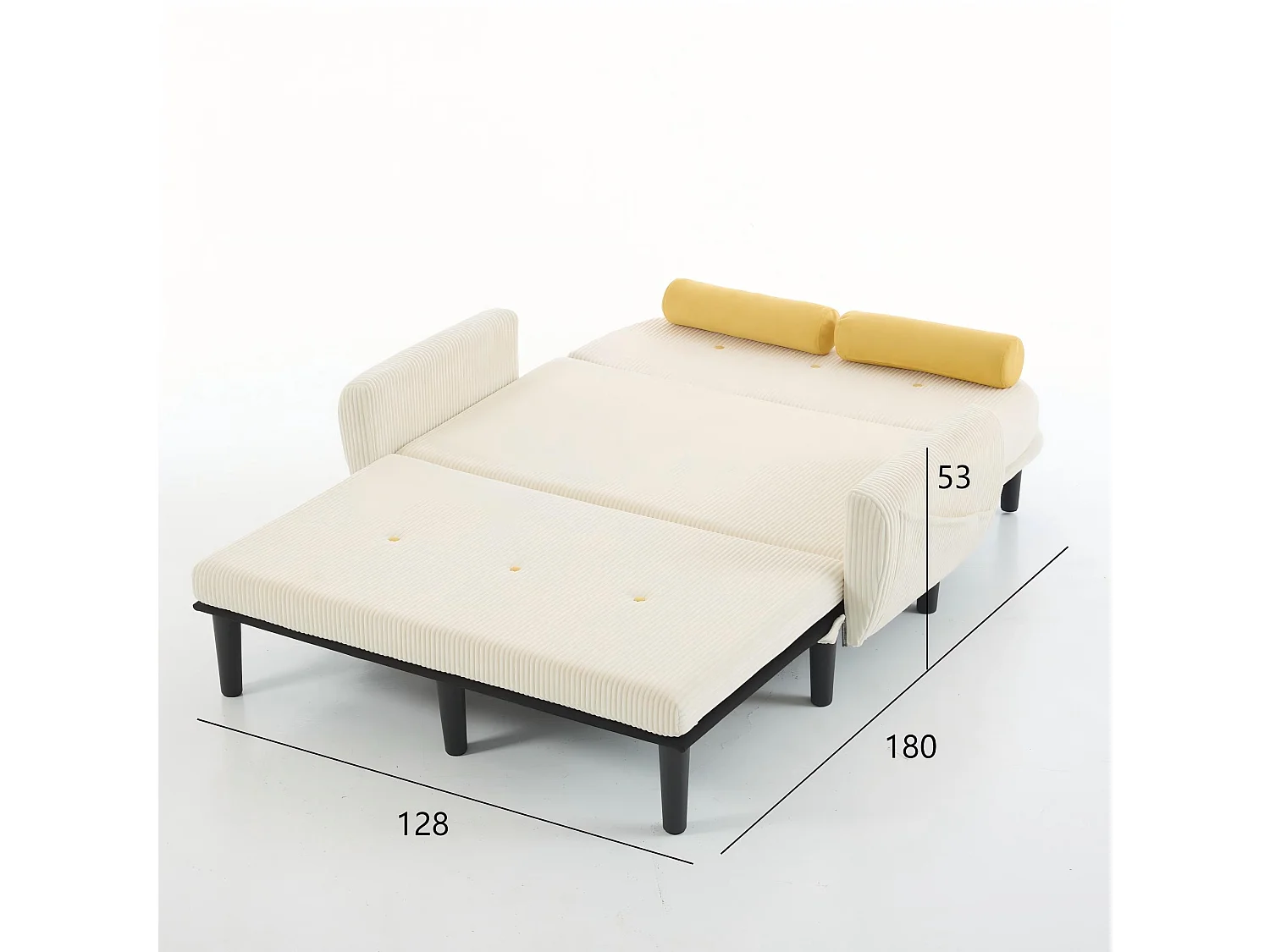 Canapé double en velours côtelé, fauteuil de détente avec espace de rangement, couleur ivoire