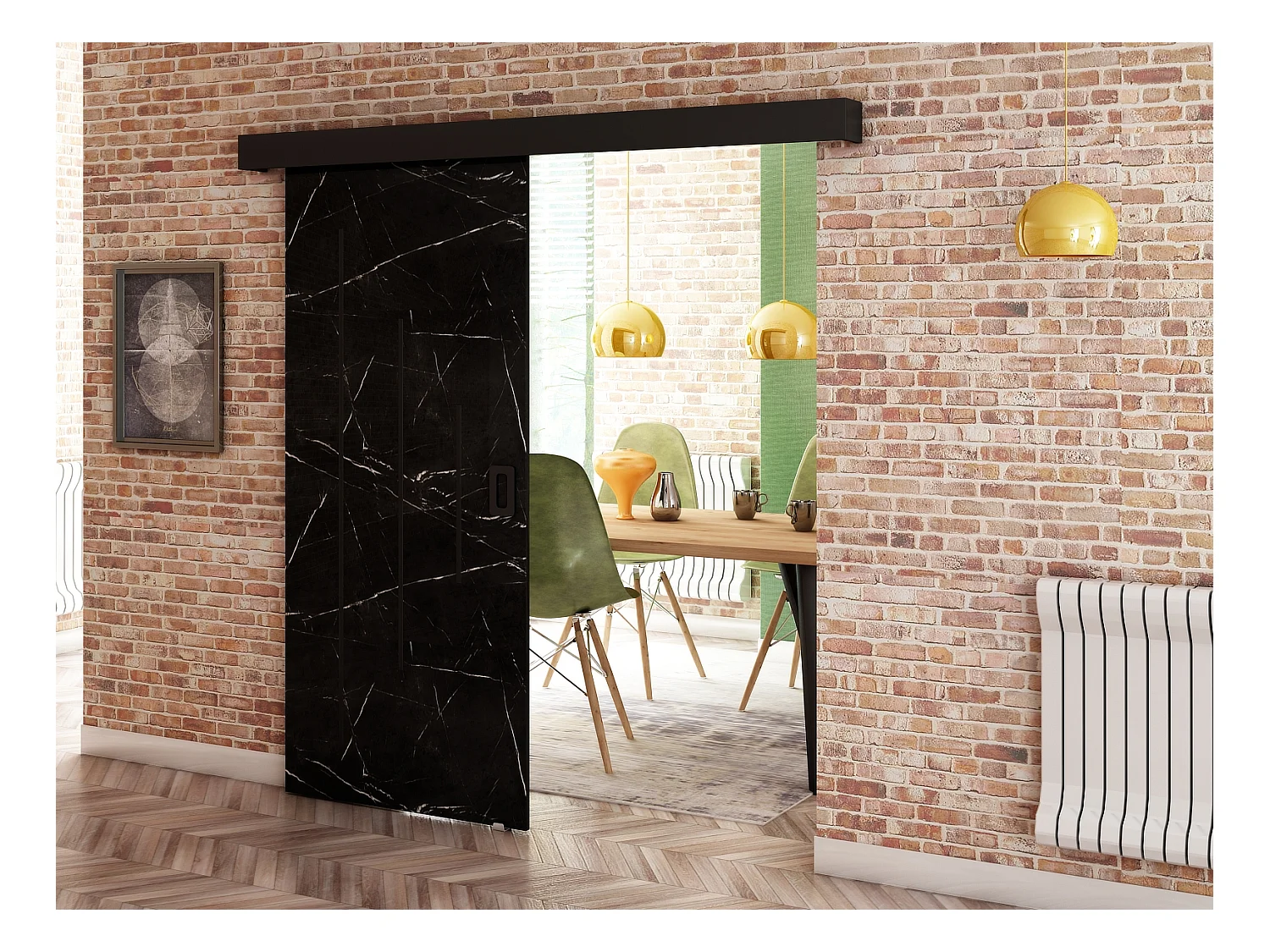 Portes coulissantes Beni Y 90x204 (Marbre noir)