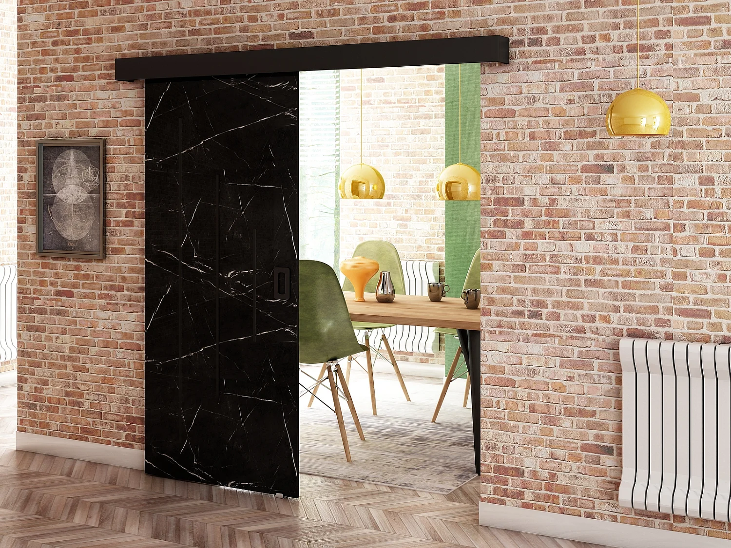 Puertas correderas Beni Y 90x200 (mármol negro)