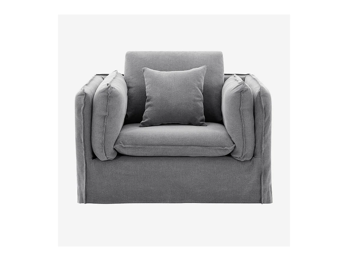 Habitat - Fauteuil déhoussable en coton et lin - Gris ardoise - Andria