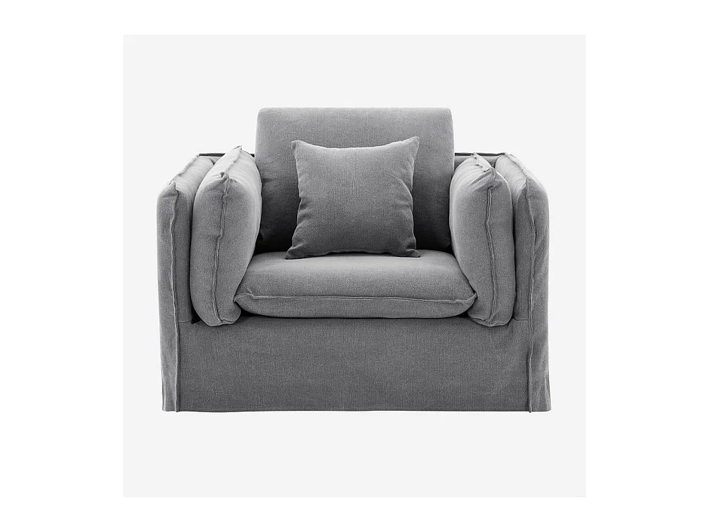 Habitat - Fauteuil déhoussable en coton et lin - Gris ardoise - Andria
