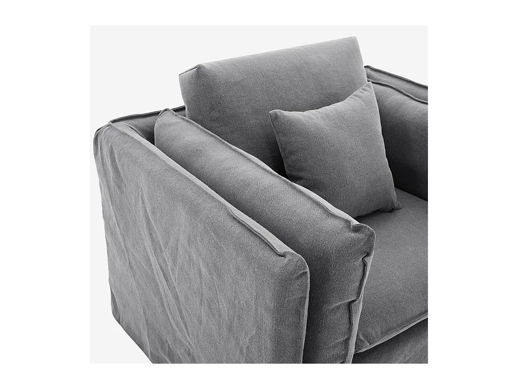 Habitat - Fauteuil déhoussable en coton et lin - Gris ardoise - Andria