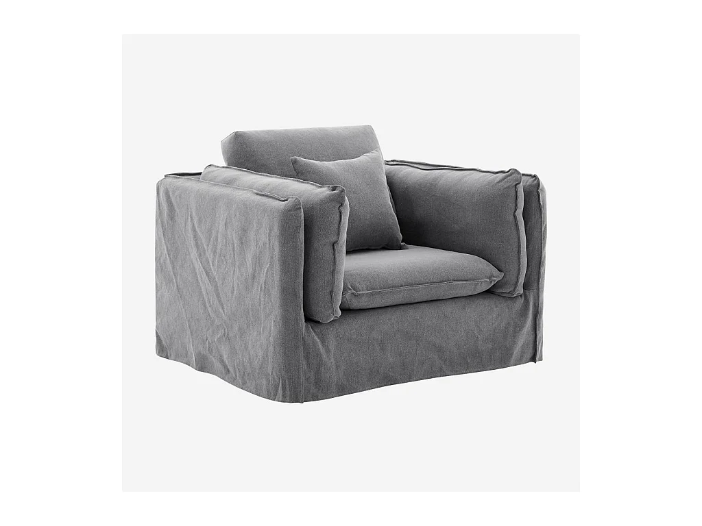 Habitat - Fauteuil déhoussable en coton et lin - Gris ardoise - Andria