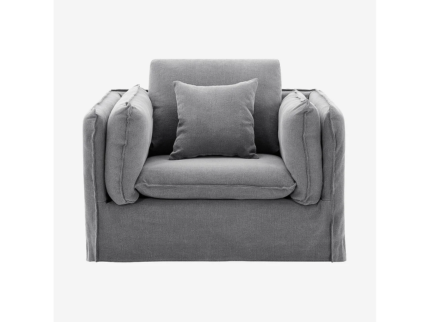 Habitat - Fauteuil déhoussable en coton et lin - Gris ardoise - Andria