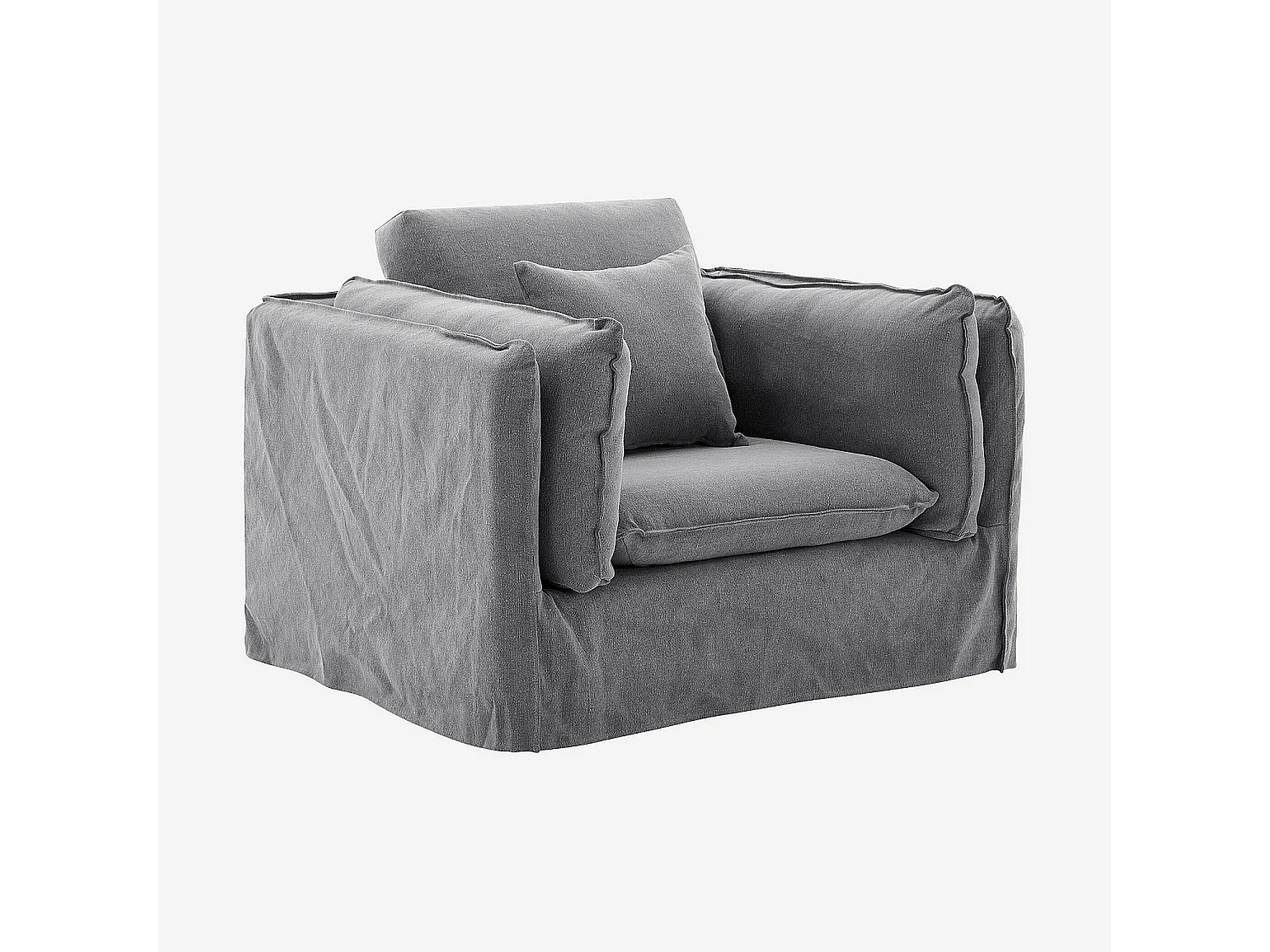 Habitat - Fauteuil déhoussable en coton et lin - Gris ardoise - Andria