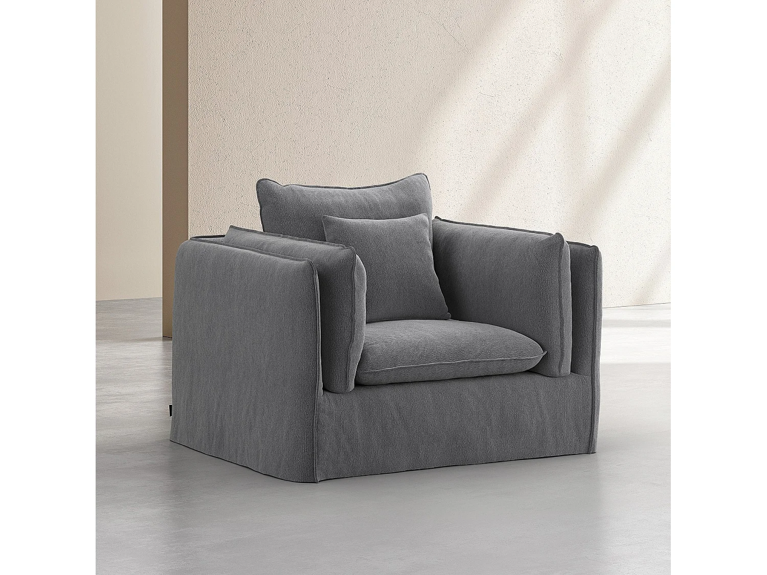 Habitat - Fauteuil déhoussable en coton et lin - Gris ardoise - Andria