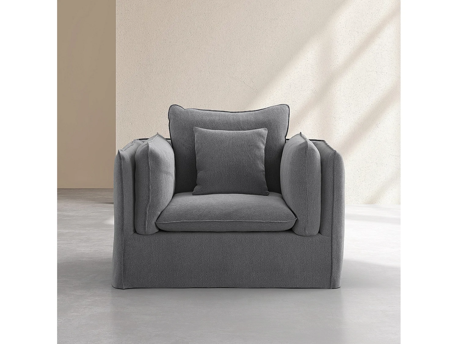 Habitat - Fauteuil déhoussable en coton et lin - Gris ardoise - Andria