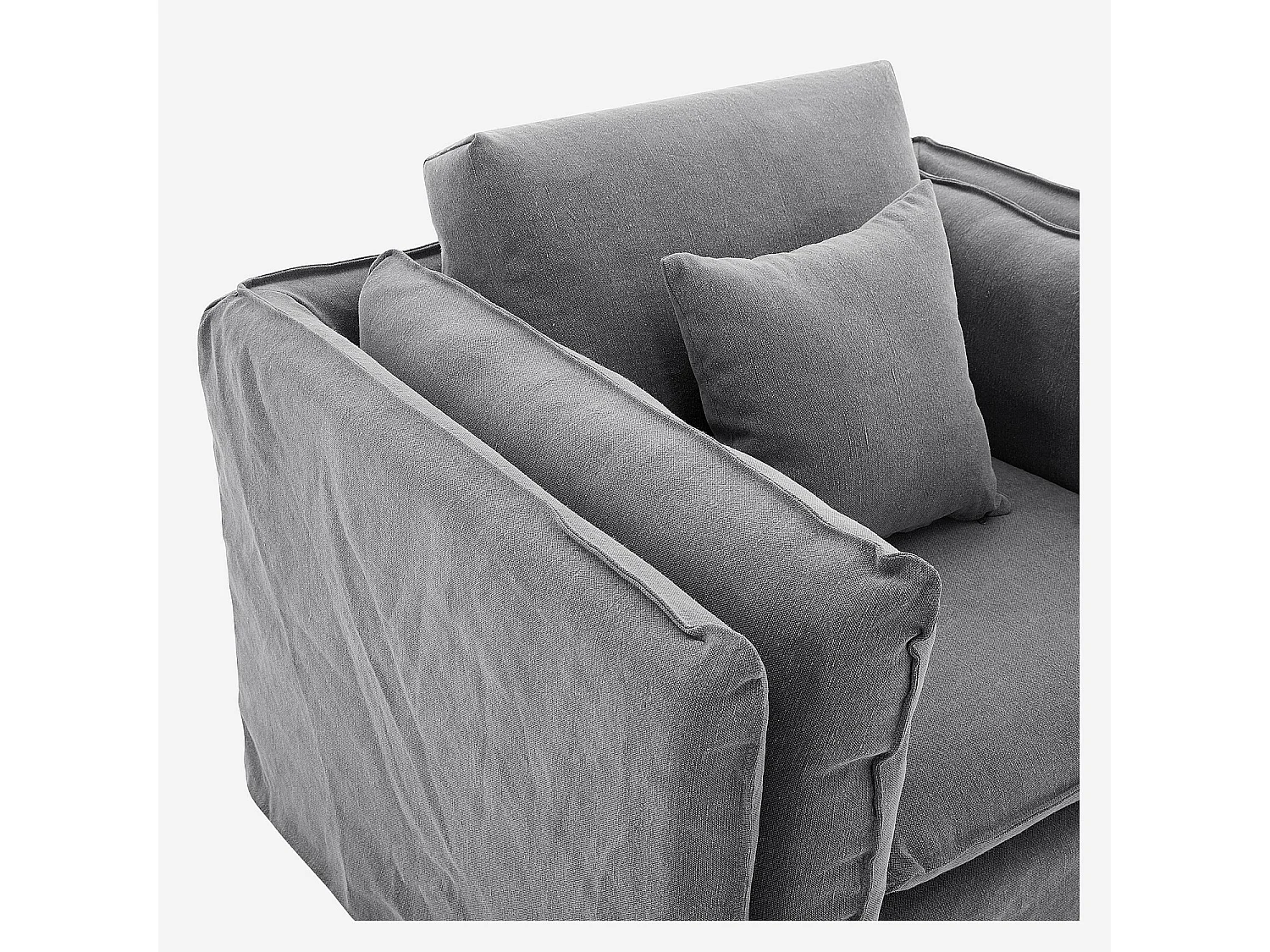 Habitat - Fauteuil déhoussable en coton et lin - Gris ardoise - Andria