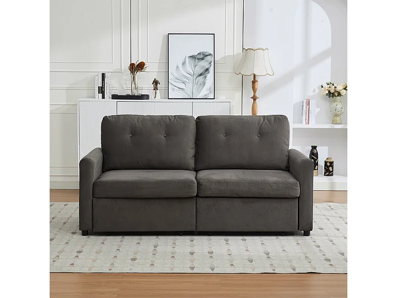Zweisitziges Sofa mit Stauraumschubladen, dunkelgrau