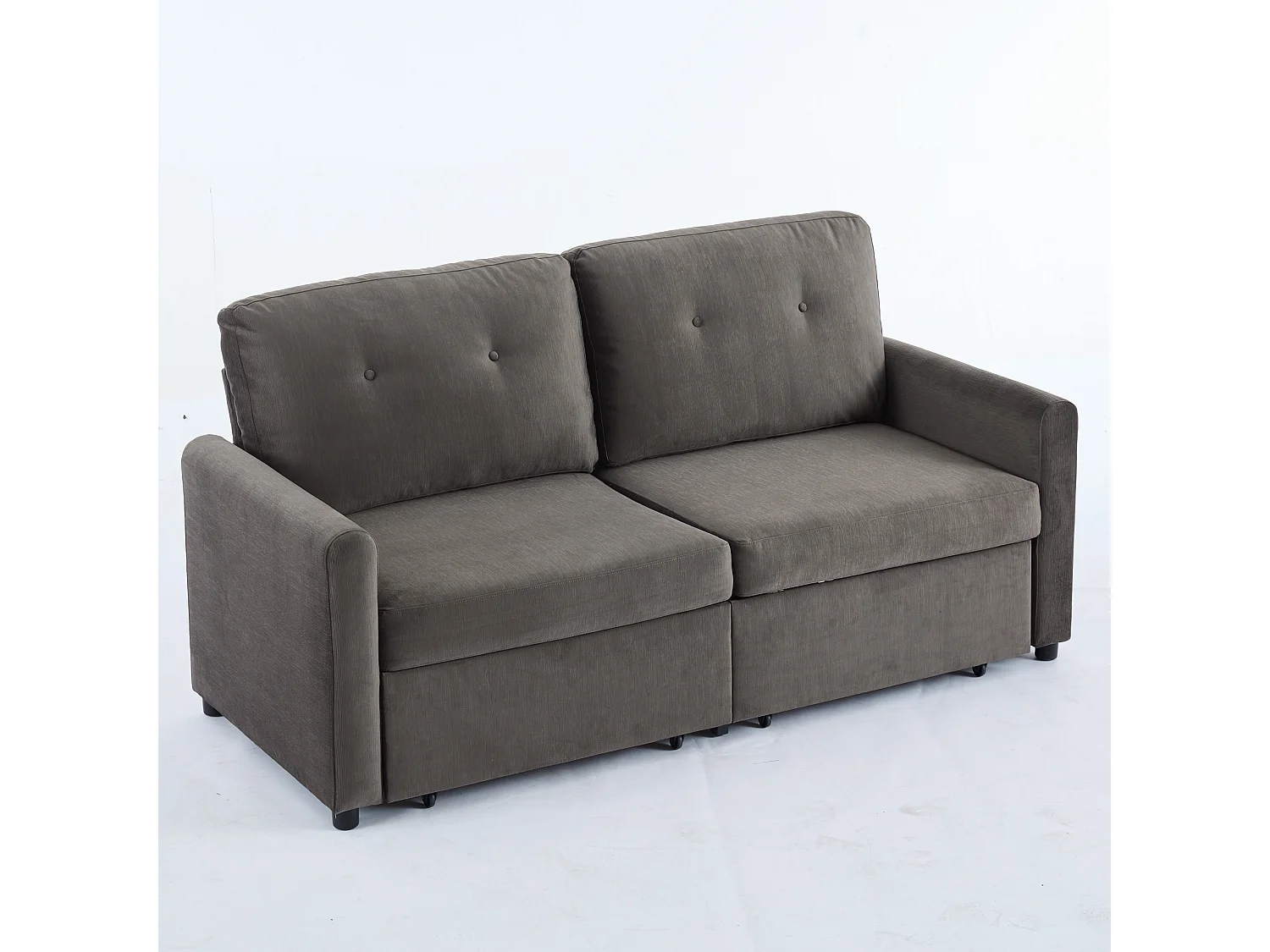 Canapé deux places avec tiroirs de rangement, gris foncé