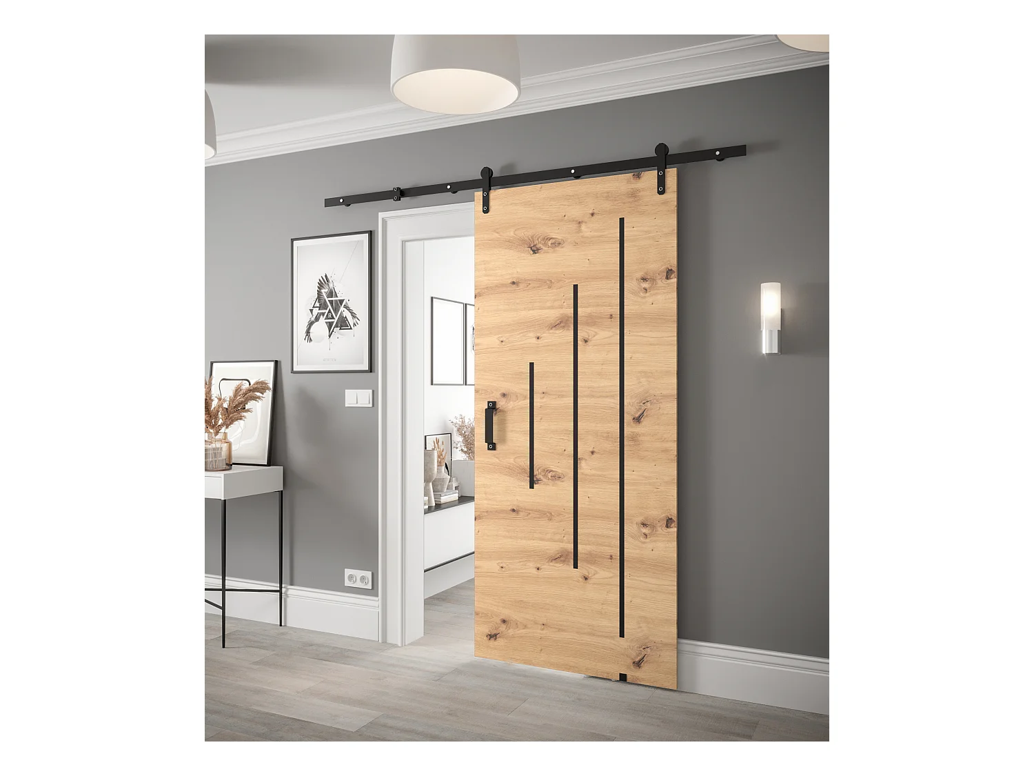 Portes coulissantes Loftiko Y 90x204 (chêne artisan)