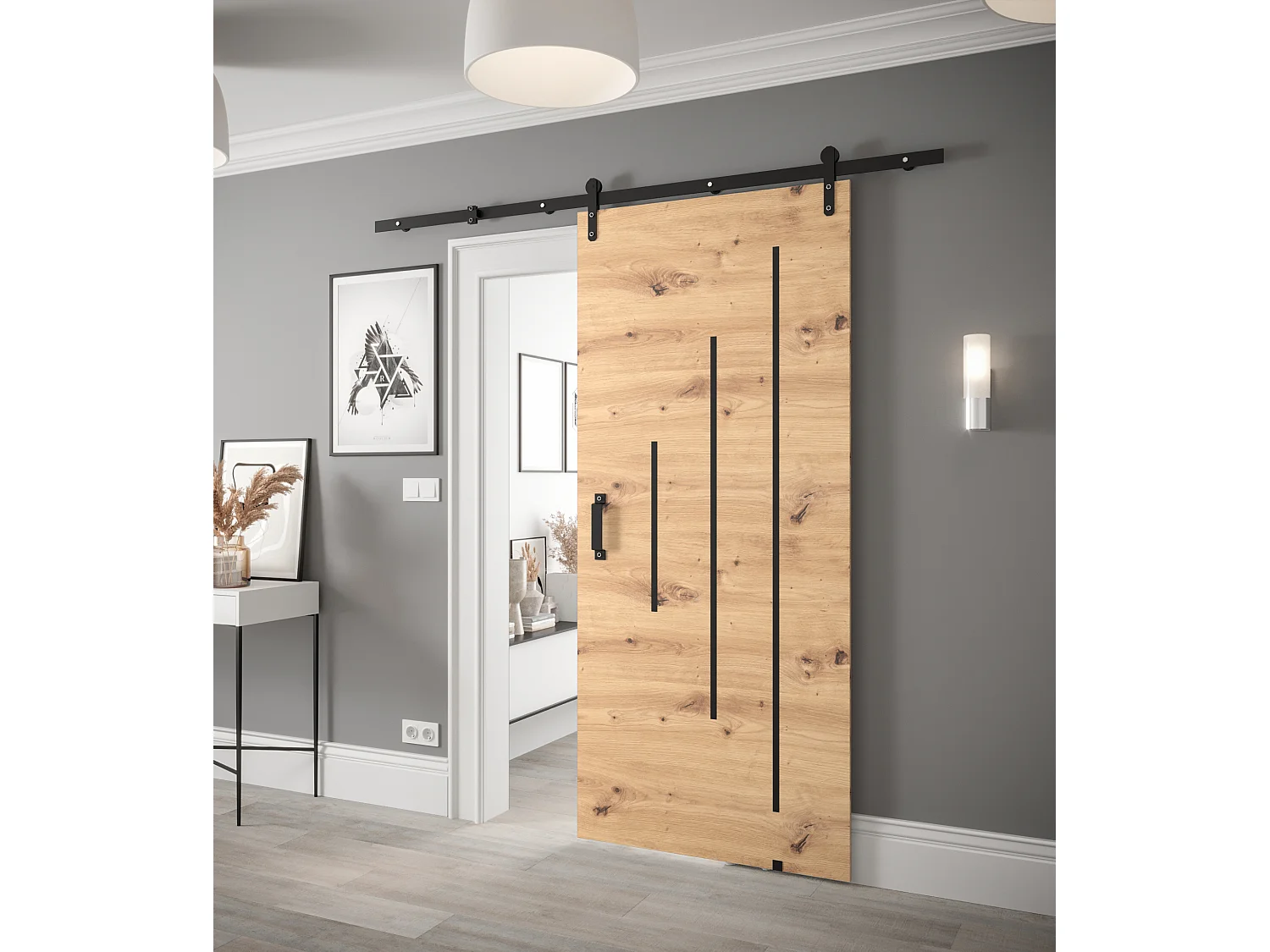 Puertas correderas Loftiko Y 90x200 (roble Artisan)