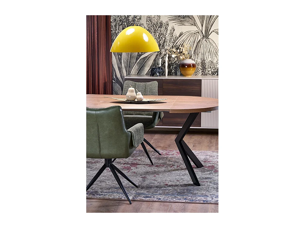 Esstisch Peroni/Ausziehbar/Möbelplatte&Furnier/Braun&Schwarz