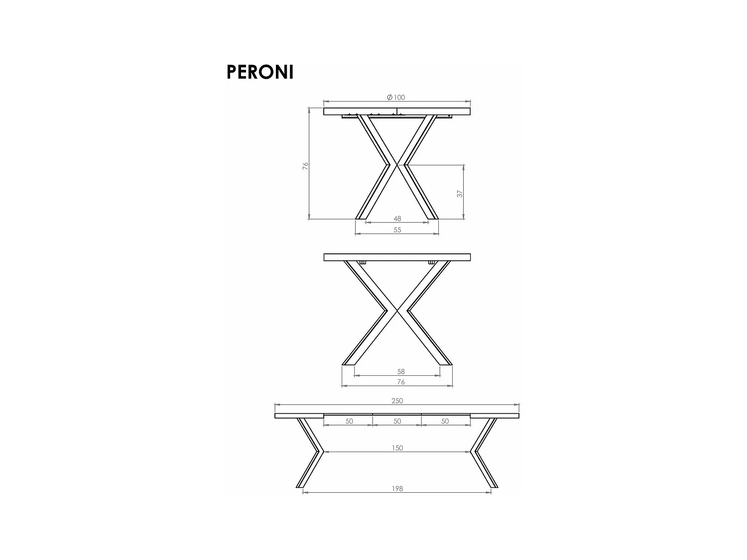 Esstisch Peroni/Ausziehbar/Möbelplatte&Furnier/Braun&Schwarz