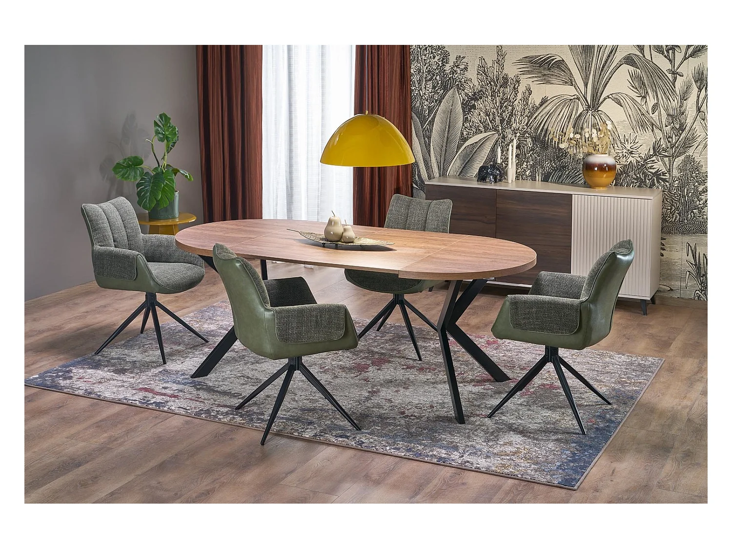 Table à manger Peroni/Extensible/Plateau et placage de meuble/Marron et noir