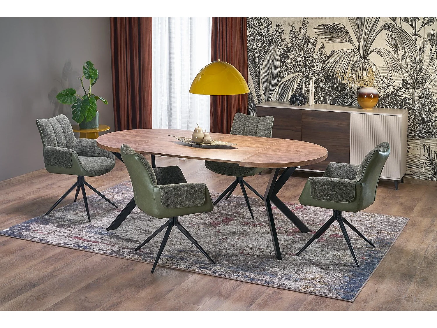 Table à manger Peroni/Extensible/Plateau et placage de meuble/Marron et noir