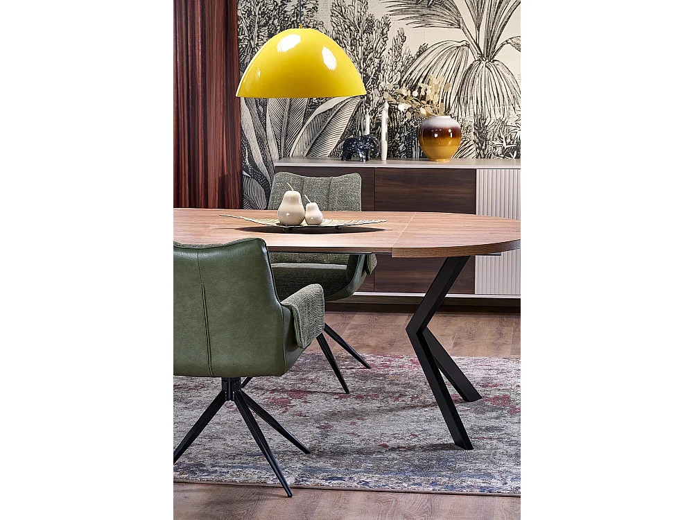 Table à manger Peroni/Extensible/Plateau et placage de meuble/Marron et noir