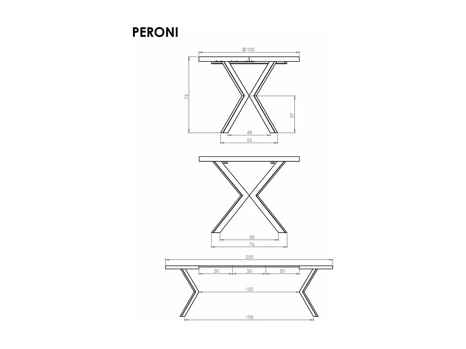 Table à manger Peroni/Extensible/Plateau et placage de meuble/Marron et noir