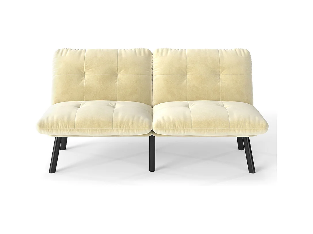 Divano letto pieghevole, 2 posti, con funzione letto, color crema