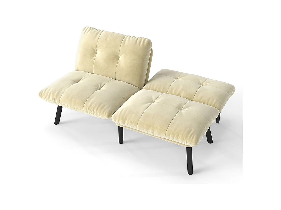 Divano letto pieghevole, 2 posti, con funzione letto, color crema