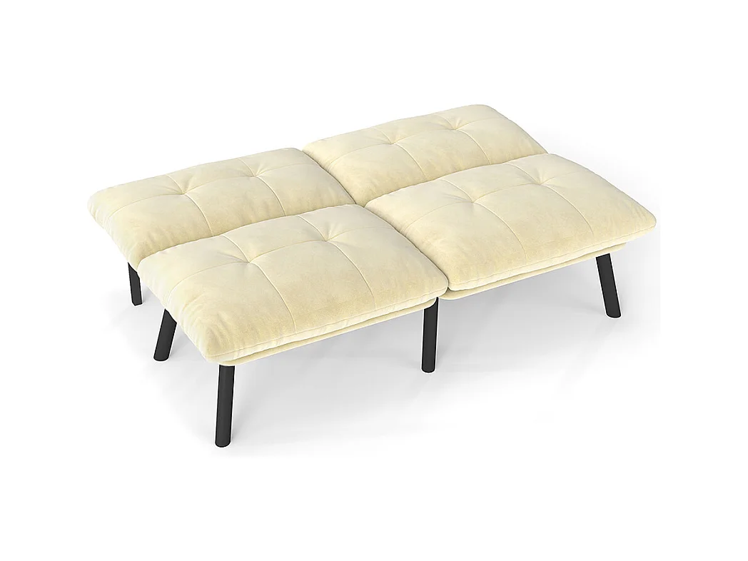 Divano letto pieghevole, 2 posti, con funzione letto, color crema
