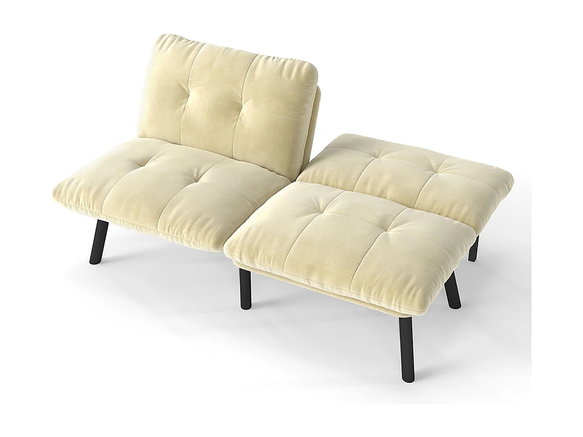 Canapé-lit pliable, 2 places, avec fonction couchage,couleur crème