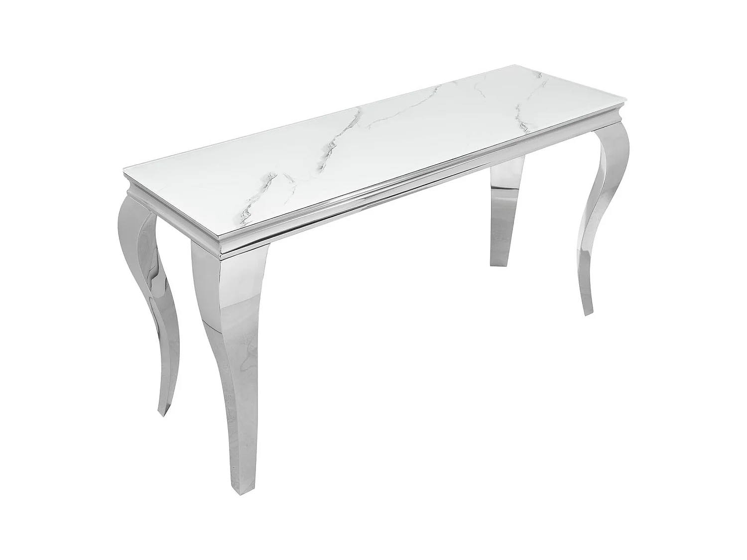 Consolle Prince/Ceramica Acciaio Inox/Bianco Argento