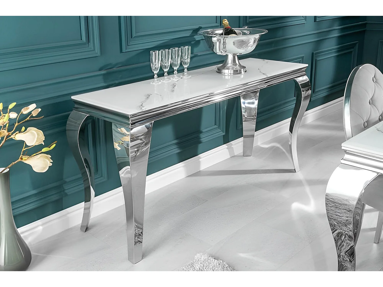 Konsole Prince/Keramik&Edelmetall/Weiss&Silber