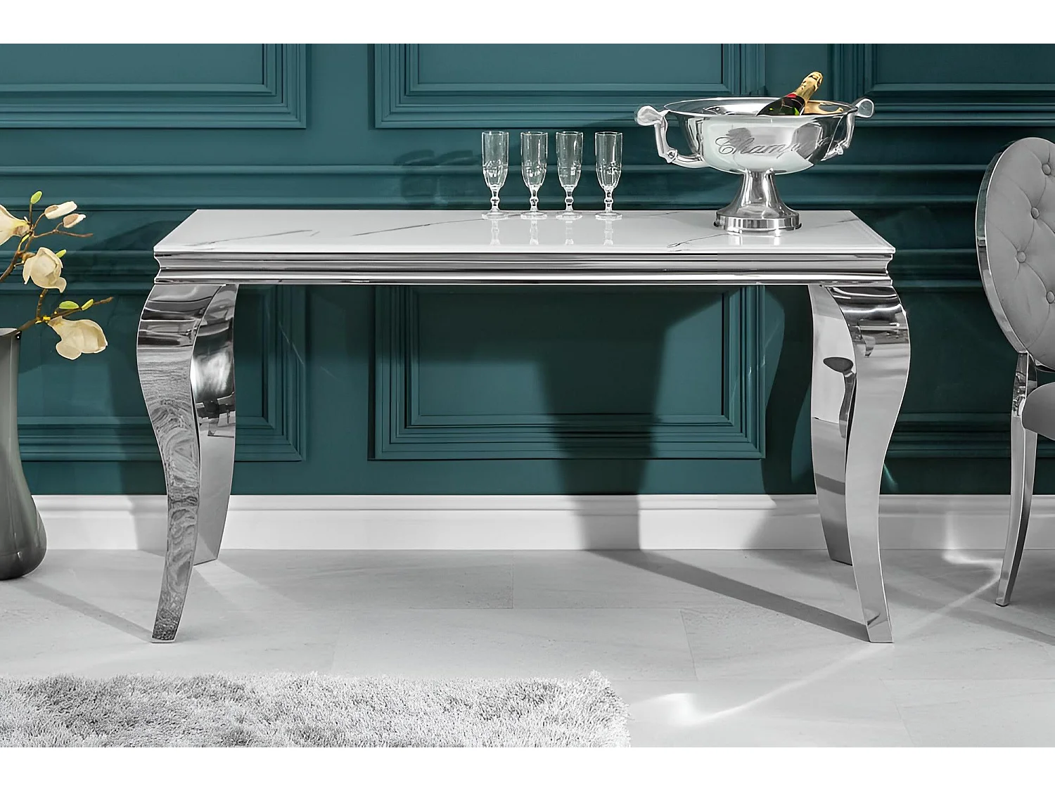 Konsole Prince/Keramik&Edelmetall/Weiss&Silber