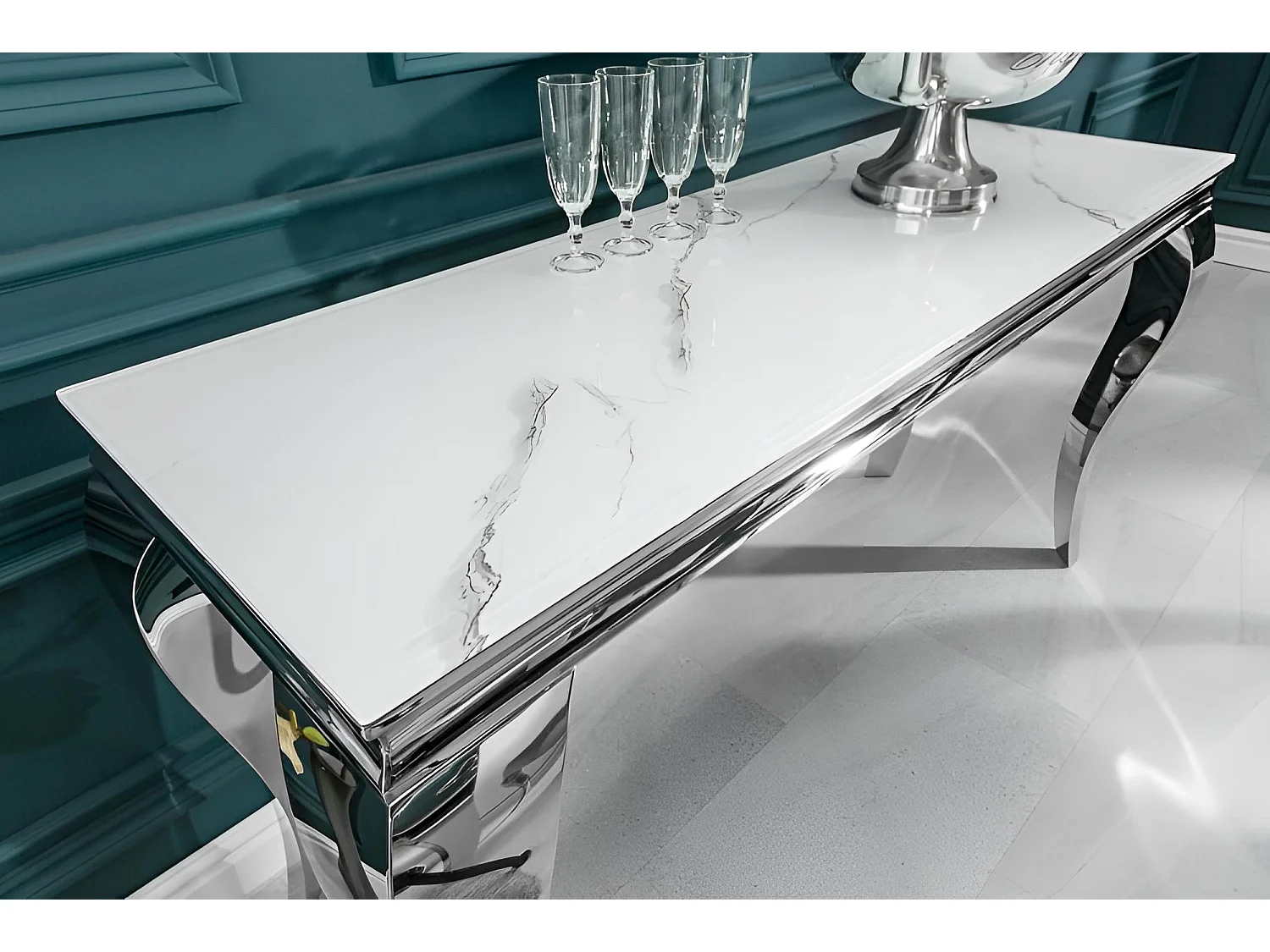 Konsole Prince/Keramik&Edelmetall/Weiss&Silber