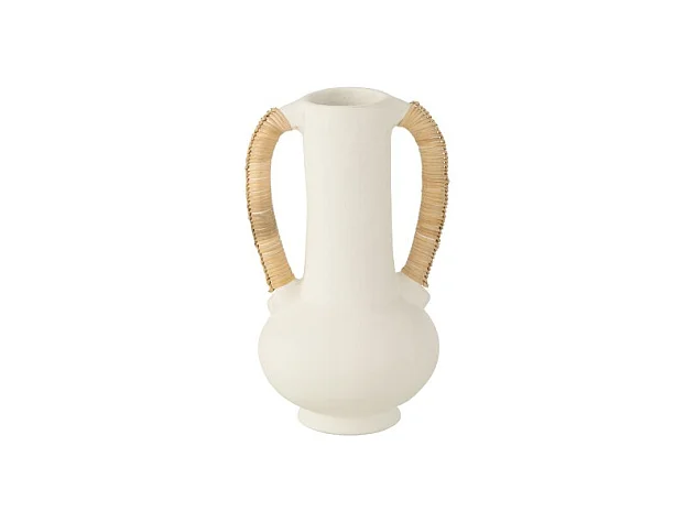 Jarrón ánfora de terracota blanco 20x20x35 cm