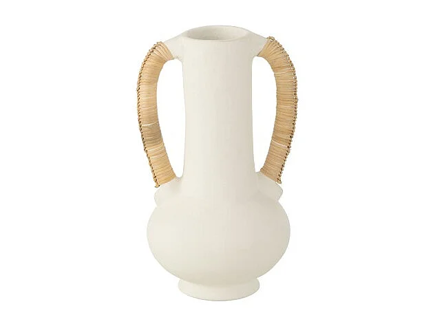 Jarrón ánfora de terracota blanco 20x20x35 cm