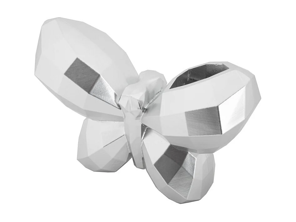 Jarrón mariposa de resina plateada 22,5x8x15 cm