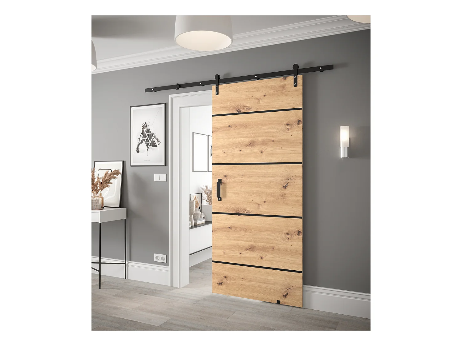 Portes coulissantes Loftiko IV 90x204 (chêne artisan)