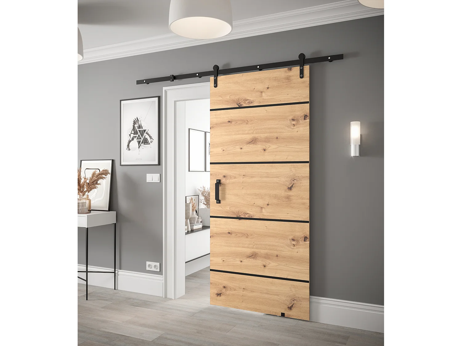 Puertas correderas Loftiko IV 90x200 (roble Artisan)