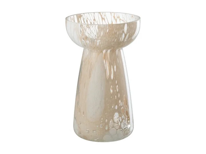 Jarrón de vidrio beige/blanco 10.5x10.5x17.5 cm