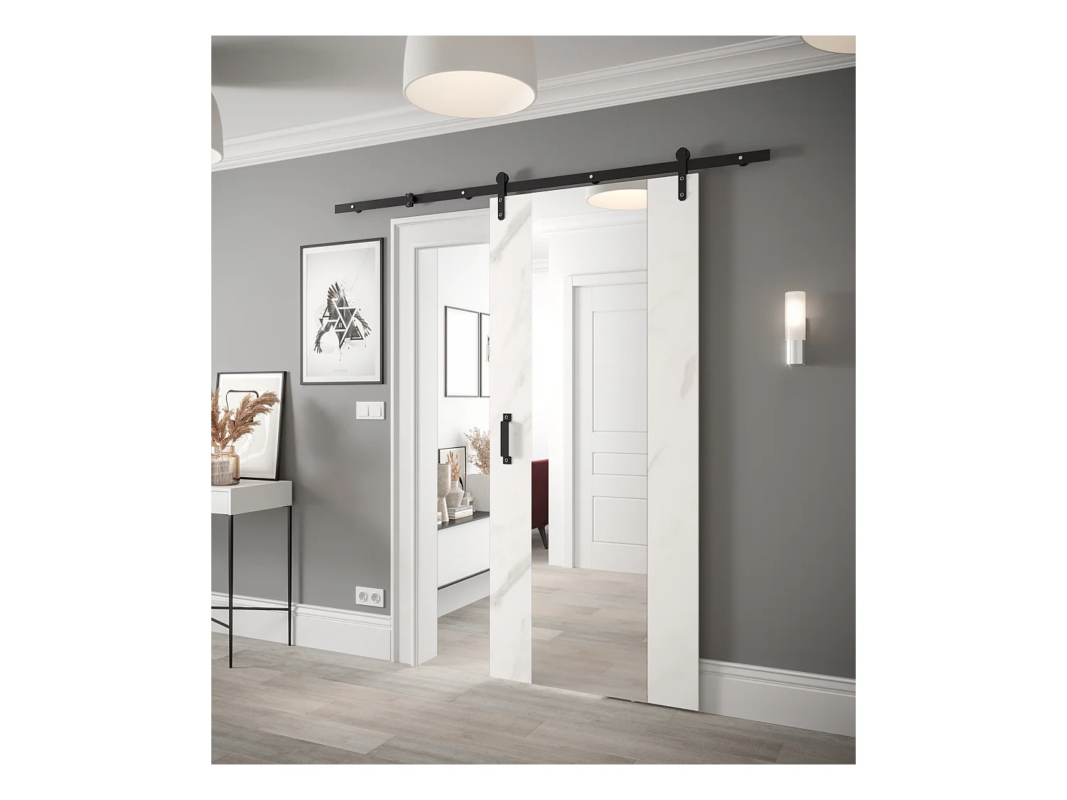 Portes coulissantes Loftiko II 90x204 (Marbre blanc)