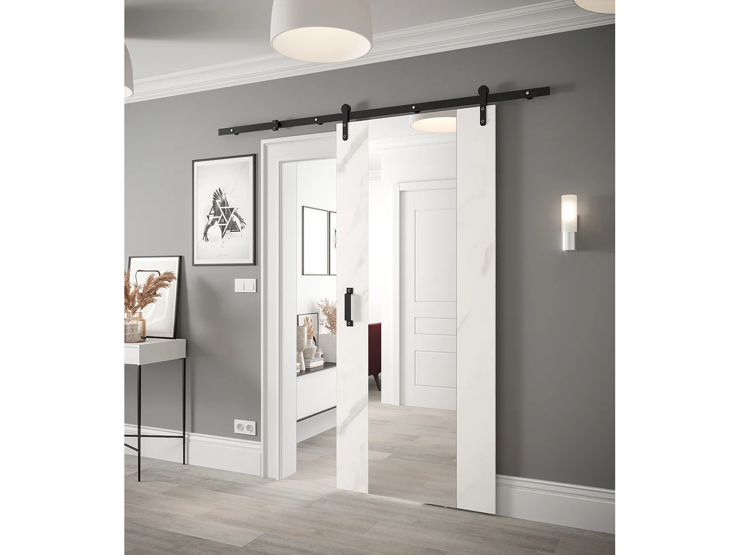 Puertas correderas Loftiko II 90x200 (mármol blanco)