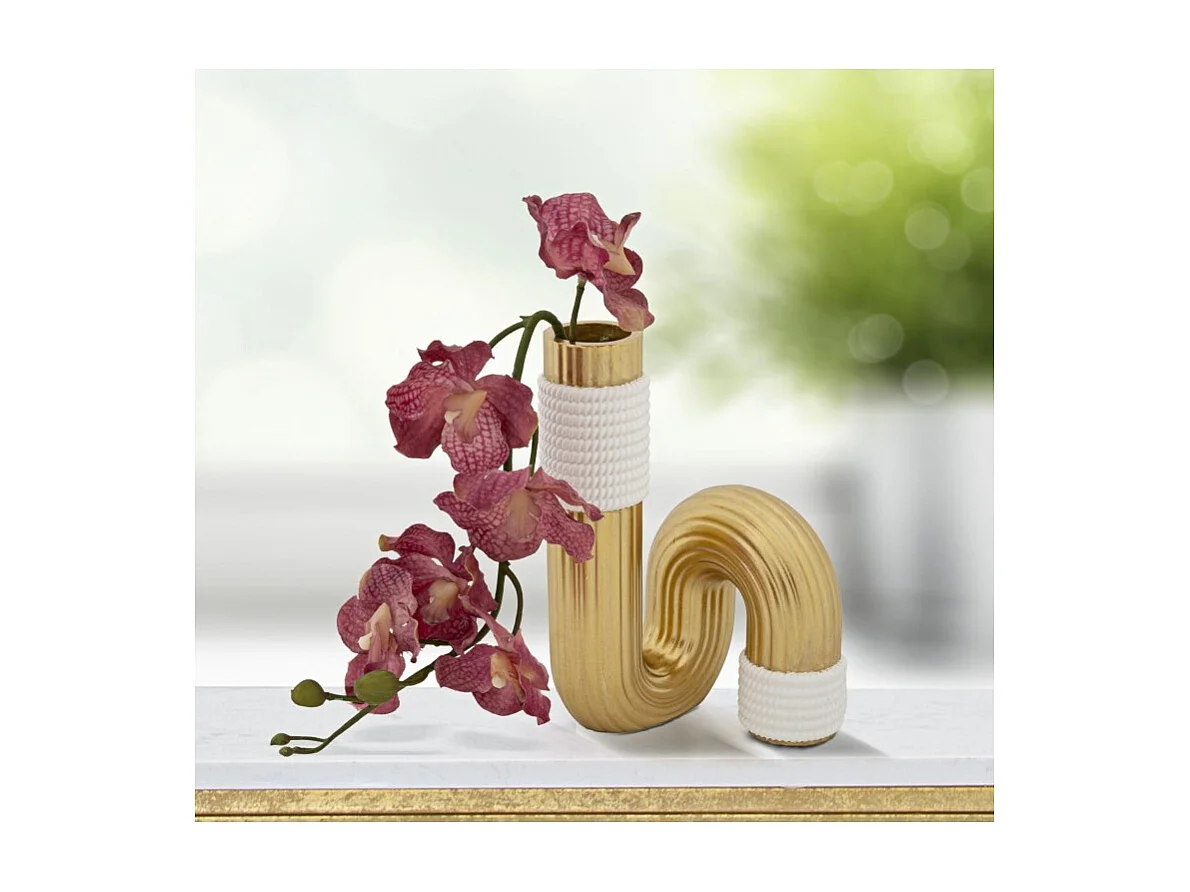 Jarrón de resina dorada 10,7x10,7x18,3 cm