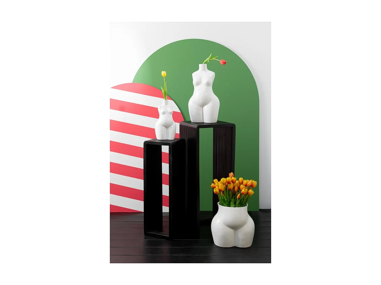 Jarrón busto mujer en cerámica blanca 17x13x31.5 cm