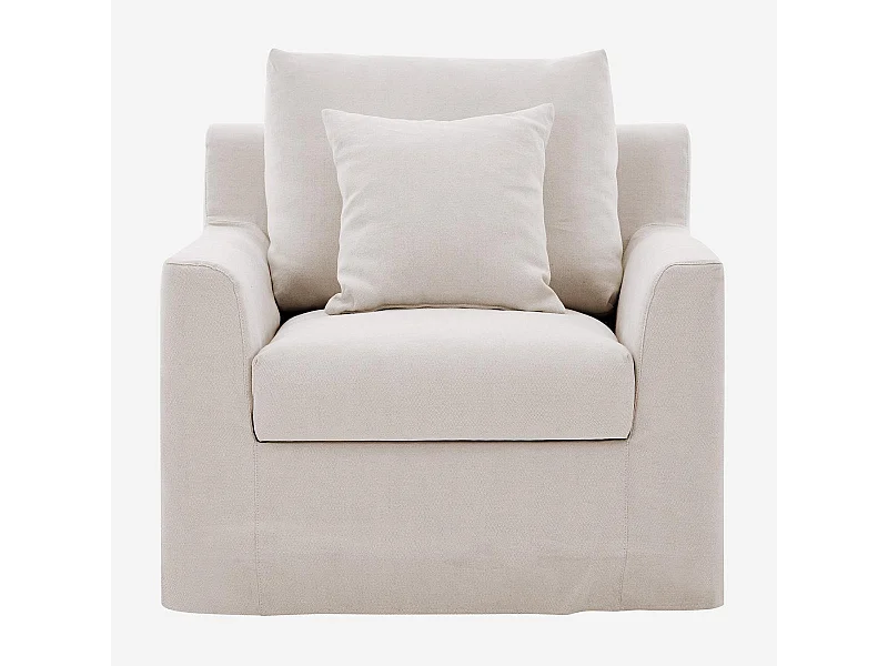Habitat - Fauteuil déhoussable en coton et lin garni de plumes - Sable blanc - Ostuni