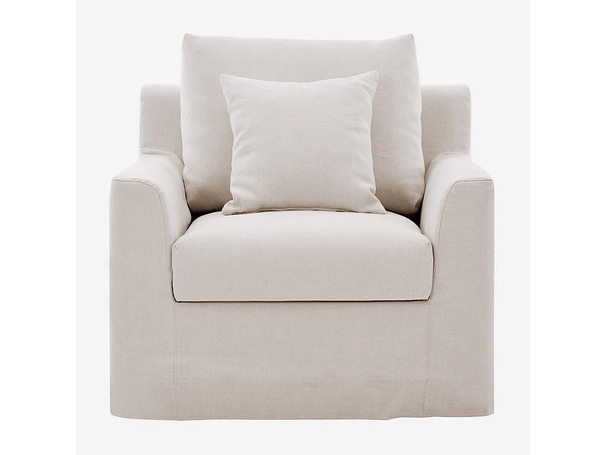 Habitat - Fauteuil déhoussable en coton et lin garni de plumes - Sable blanc - Ostuni