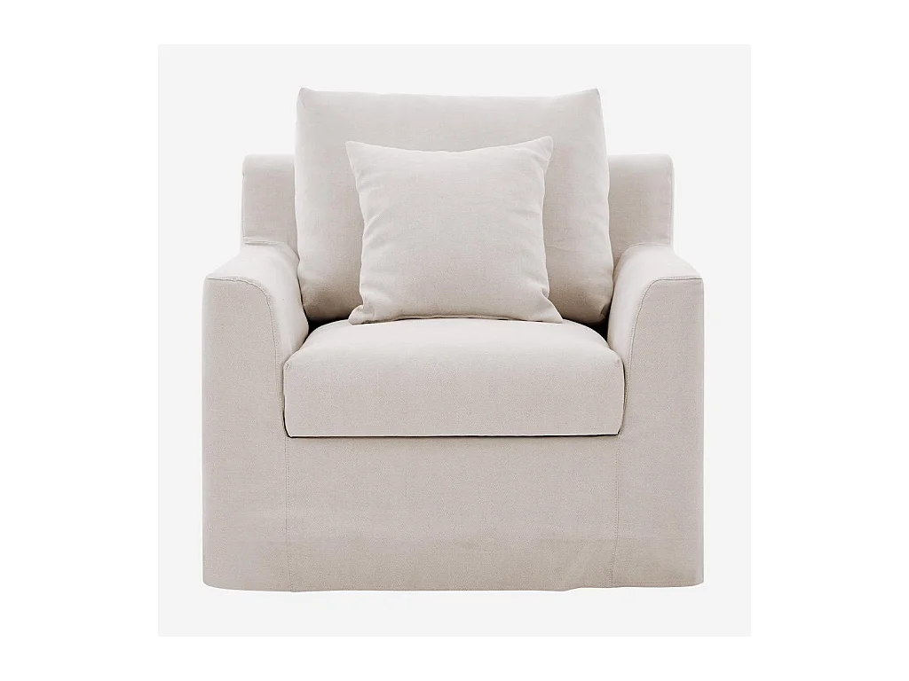 Habitat - Fauteuil déhoussable en coton et lin garni de plumes - Sable blanc - Ostuni