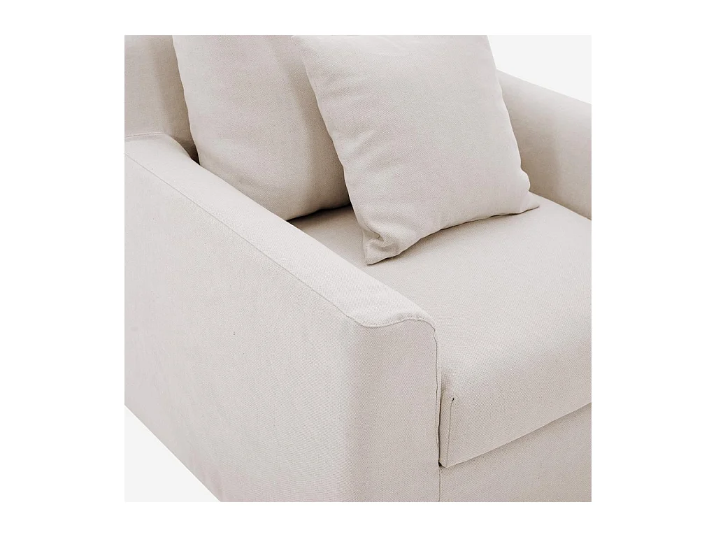 Habitat - Fauteuil déhoussable en coton et lin garni de plumes - Sable blanc - Ostuni