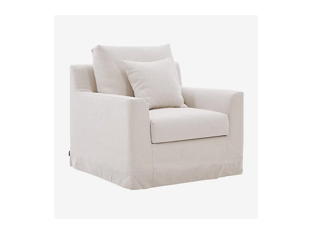 Habitat - Fauteuil déhoussable en coton et lin garni de plumes - Sable blanc - Ostuni