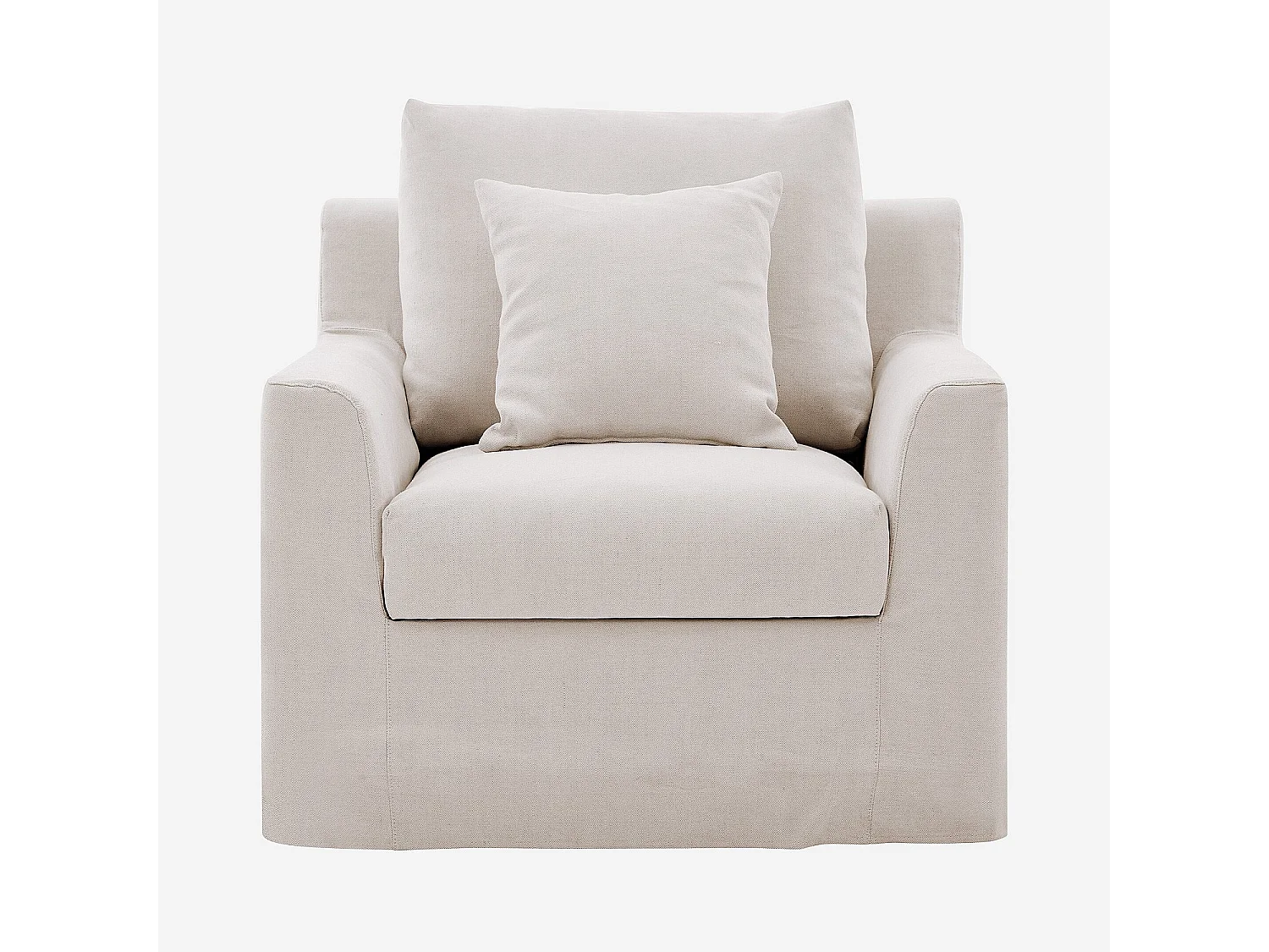 Habitat - Fauteuil déhoussable en coton et lin garni de plumes - Sable blanc - Ostuni