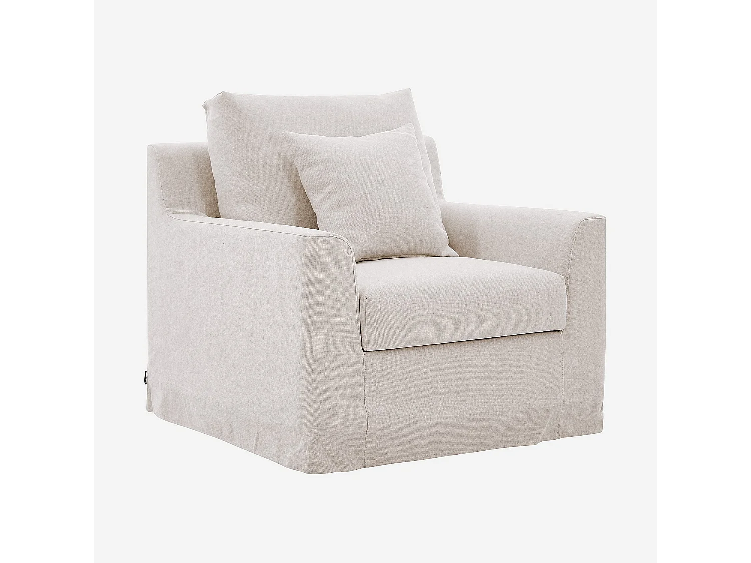 Habitat - Fauteuil déhoussable en coton et lin garni de plumes - Sable blanc - Ostuni