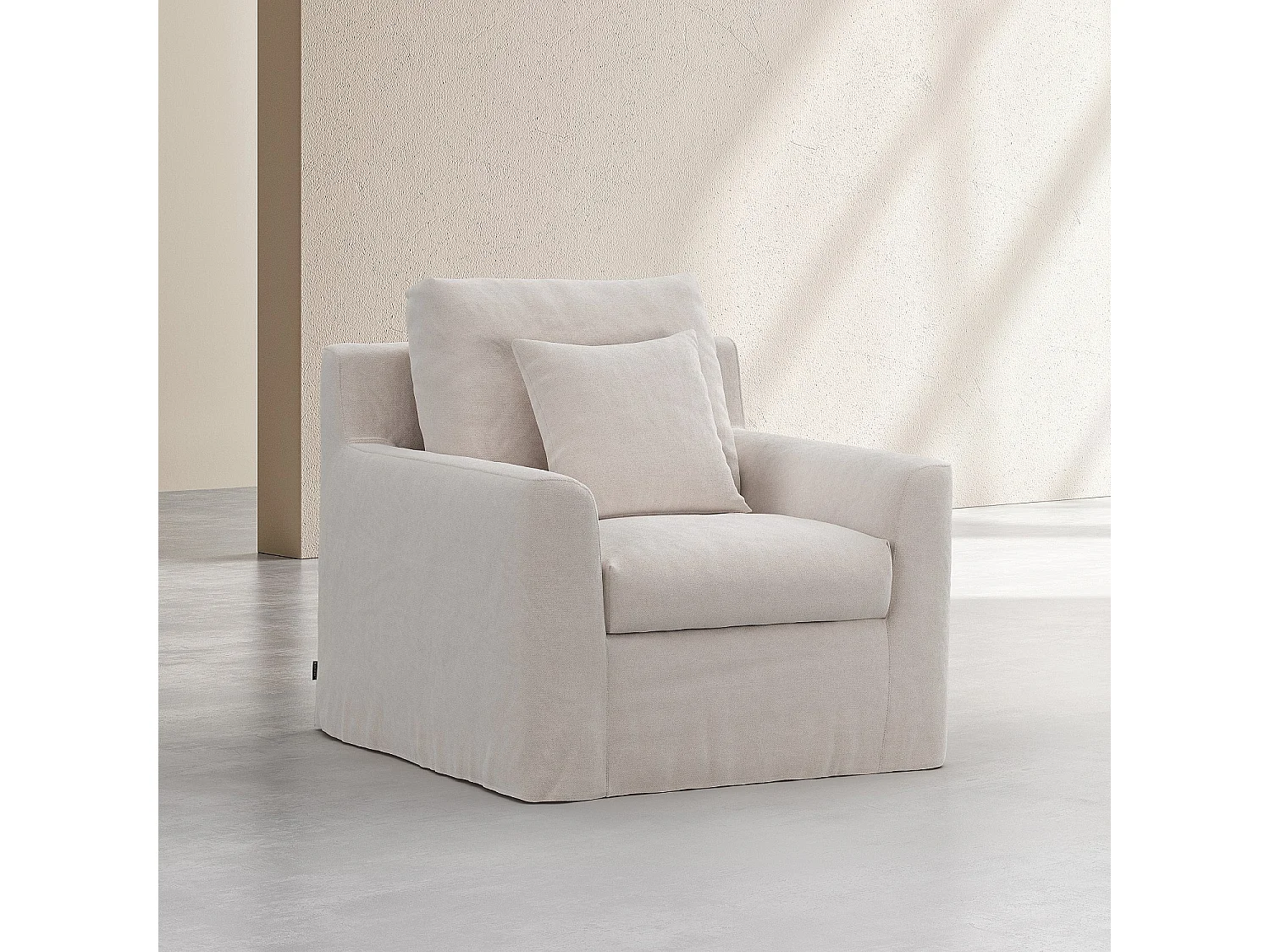 Habitat - Fauteuil déhoussable en coton et lin garni de plumes - Sable blanc - Ostuni