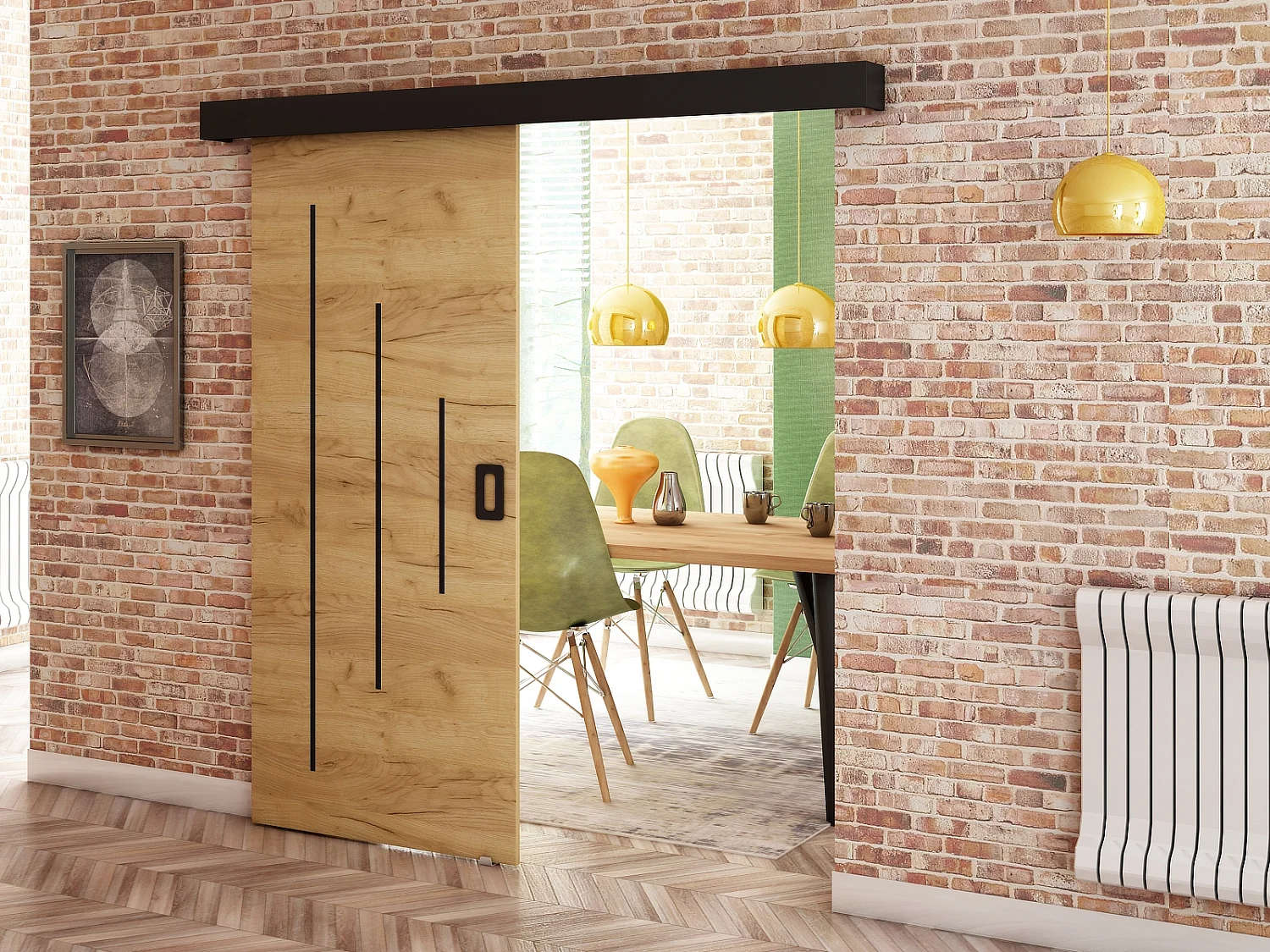 Puertas correderas Beni Y 90x200 (roble Kraft)